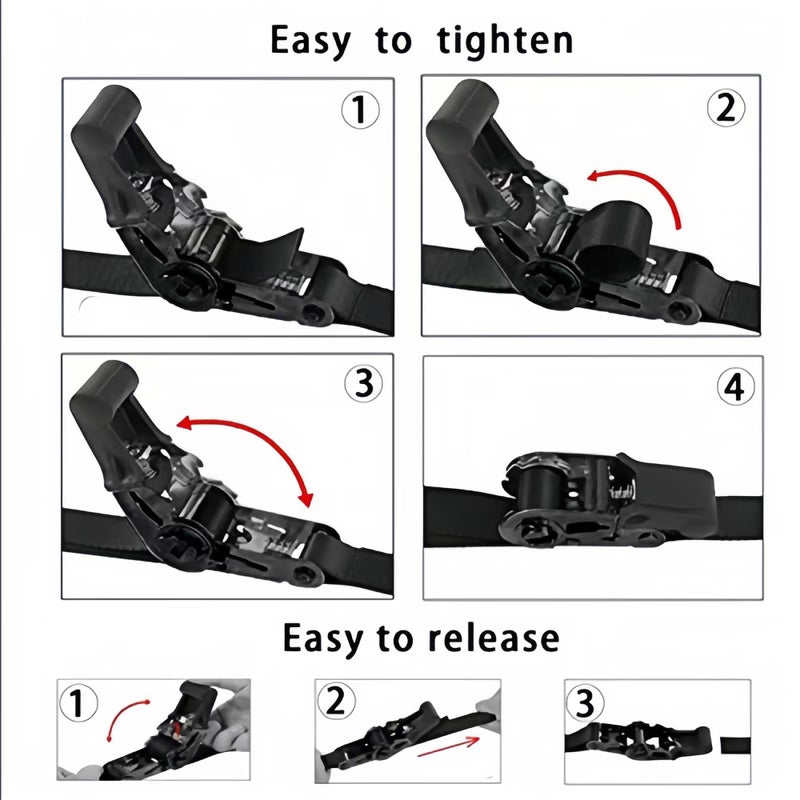Gutezeiten Endless Ratchet Tie Down Straps Heavy Duty Cargo Tie Downs, Durable Nylon Black Strap Down Ratcheting Securing Straps, Track Spring Fittings, Tie-Down Motorcycles, Trailer Loads, Kayak (20ft - 2pack) - Image 5